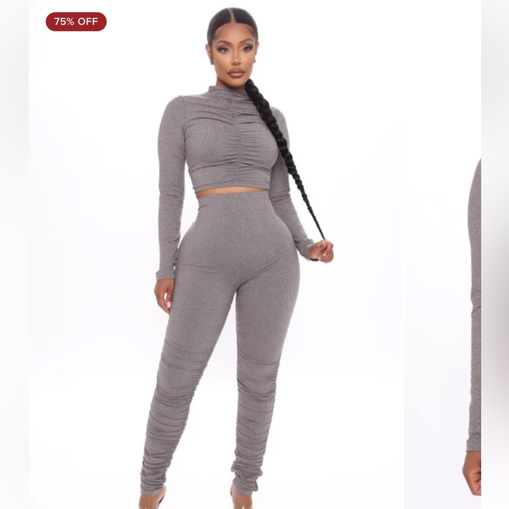Fashion Nova Chocolate Ruched Leggings Set